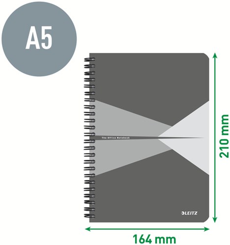 Notitieboek Leitz Office A5 lijn 180 pagina's 80gr grijs grijs-3