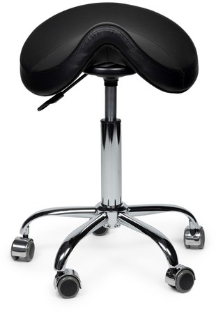 Zadelkruk Office Premium laag zonder voetring harde wielen zw