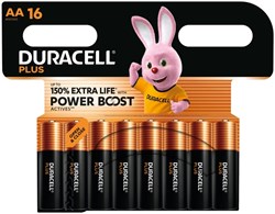 Duracell AA batterij Plus Powerboost 16x 150% langer mee 16 stuks