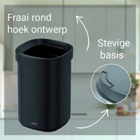 Afvalbak Desq open inworp 20 liter metaal zwart-1