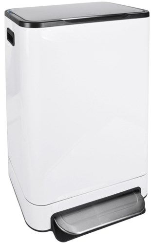 Afvalbak Desq pedaalemmer 40 liter RVS wit