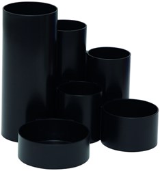 Pennenbak 6 vaks Ø 15 x 12,5 cm voor 85% uit Gerecylcled PS zwart