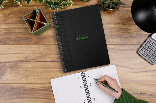 Notitieboek A5+ lijn 160 pagina's 90gr Rhodia Greenbook recycled  hc-2