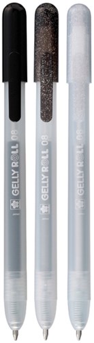 Gelschrijver Sakura Gelly Roll Special 08 klikfunctie set à 3 kleuren zilver