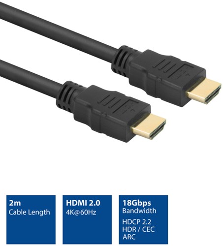HDMI naar HDMI Kabel ACT ETH4K M/M zwart 2 meter-2
