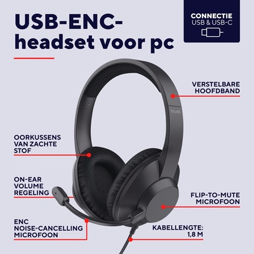 Hoofdtelefoon Trust Ayda Max USB-ENC met noise-cancelling microfoon groen-3
