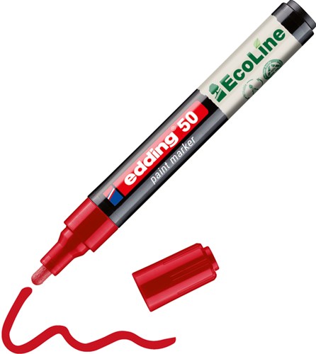 Lakmarker edding 50 EcoLine permanent met ronde punt 2-3mm rood 10 stuks-2