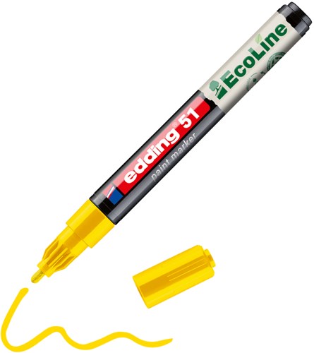 Lakmarker edding 51 EcoLine Geel permanent 1-2mm 10 stuks-2