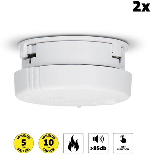 Rookmelder Alecto SA102 mini met 5 jaar batterij 2 stuks wit-2