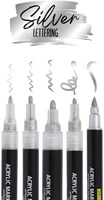 Acrylmarker Online lettering 5 breedtes zilver met elegante glans zwart-1