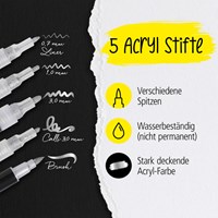 Acrylmarker Online lettering 5 breedtes zilver met elegante glans zwart-2