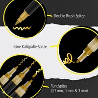 Acrylmarker Online lettering 5 breedtes goud met elegante glans zwart-3