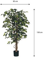 Kunstplant Mica Ficus groen in plastic pot Ø85 150cm-2
