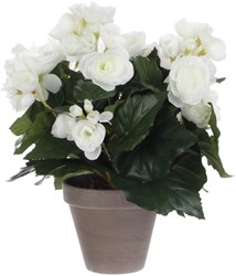 Kunstplant Mica Begonia wit in pot Stan grijs Ø25 30cm
