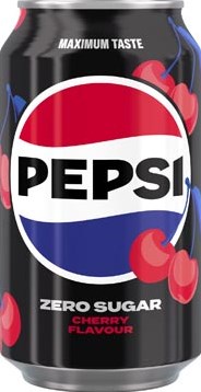Pepsi Zero Sugar Cherry frisdrank  blik van 33 cl  pak van 24 stuks