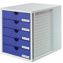 Bureau ladebox plastic 5 laadjes Han gesloten laden Blauw
