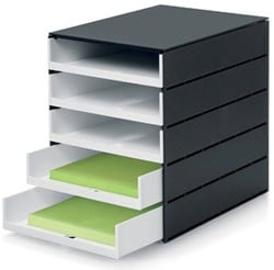Styro ladenblok Stryoval Pro met 5 open laden zwart/wit
