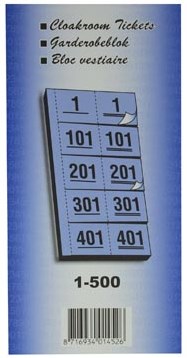 Garderobeblokken nummers van 1 t/m 500 geel