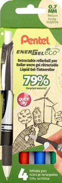 Pentel roller Energel BL77E-4 0,7 mm assorti set van 4 stuks