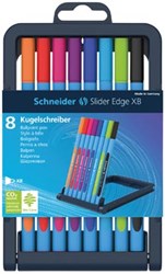 Schneider balpen Slider Edge, extra breed, geassorteerde kleuren, opstelbare doos met 8 stuks