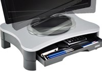 Monitorstandaard met draaiplateau en 2 lades zilver zwart Desq voor schermen tot 15 kg grijs-3