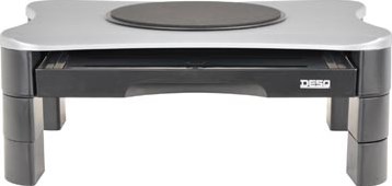 Monitorstandaard met draaiplateau en 2 lades zilver zwart Desq voor schermen tot 15 kg grijs