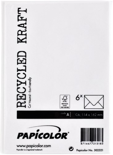 Envelop C6 114x162mm Kraft wit-3