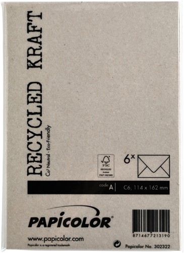 Envelop C6 114x162mm Kraft grijs-3