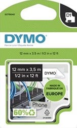 Dymo D1 tape 16957 12mm zwart op wit Nylon