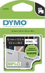 Dymo D1 tape 16959 12mm zwart op wit permanent