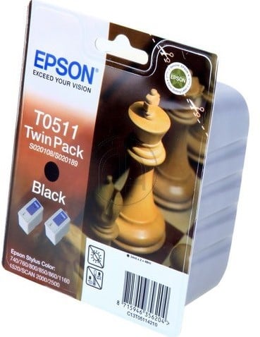 Epson inkt C13T05114210 T0511 zwart twin pack Inhoud 2x24 ml