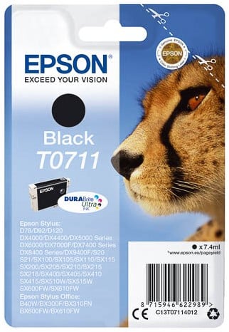 Epson inkt C13T07114010 T0711 zwart Inhoud 7,4 ml