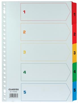 Tabbladen set genummerd 1-5