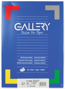 Gallery universele etiketten  70 x 32mm 27 etiketten per vel