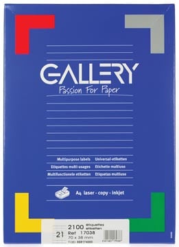 Gallery universele etiketten  70 x 38mm 21 etiketten per vel