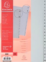 Alfabet tabbladen A4 plastic grijs A tot Z 20 tabs Exacompta