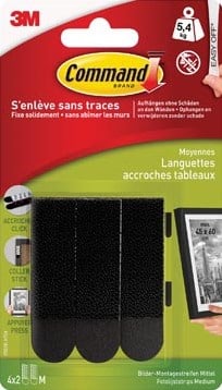 3M Command medium vastklikstrips voor donkere lijsten 8 strips