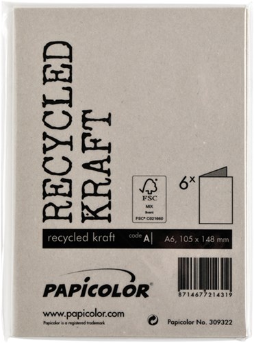 Correspondentiekaart Papicolor dubbel 105x148mm Kraft grijs-3
