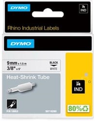 Dymo RHINO krimpkous 9 mm zwart op wit