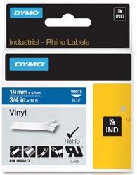 Dymo RHINO label 19 mm wit op blauw vinyl