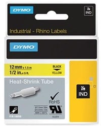 Dymo RHINO Krimpkous 12 mm zwart op geel