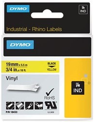 Dymo RHINO label 19 mm zwart op geel vinyl