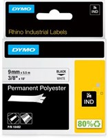 Labeltape Dymo Rhino 18482 polyester 9mmx5.5m zwart op wit