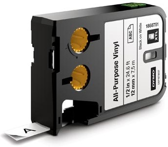 Dymo XTL tape 1868751 multifunctionele vinyltape 12mm zwart op wit