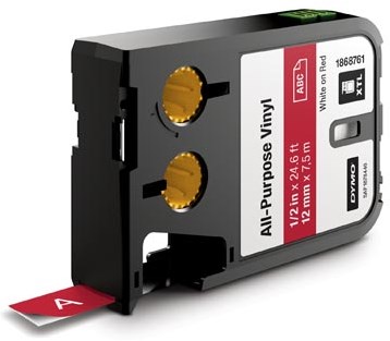 Dymo XTL tape 1868761 multifunctionele vinyltape 12mm zwart op rood