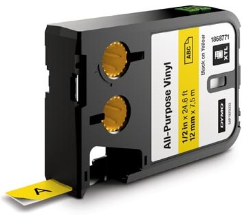 Dymo XTL tape 1868771 multifunctionele vinyltape 12mm zwart op geel