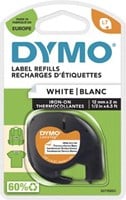 Dymo LetraTag tape 18769 12mm zwart op wit opstrijkbaar