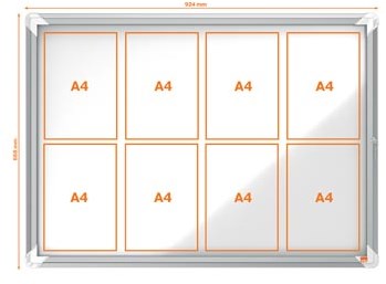 Binnenvitrine met draaideur en slot, magnetisch 8 x A4 Nobo Premium Plus-3