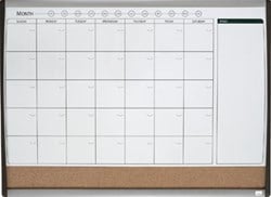 Whiteboard Nobo magnetische planner met prikbord van kurk 585x430mm