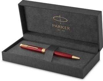 Parker Sonnet balpen rood/goud medium in giftbox